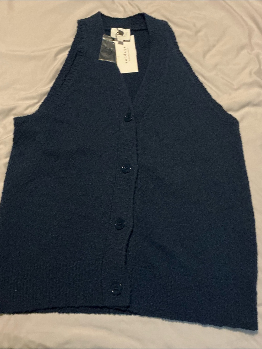 sundays Navy Knit Button-Front Vest - Picture 9 of 9